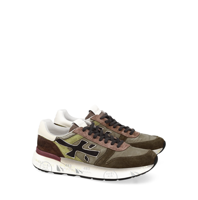 Premiata Mick Khaki Suede and Textile Sneakers