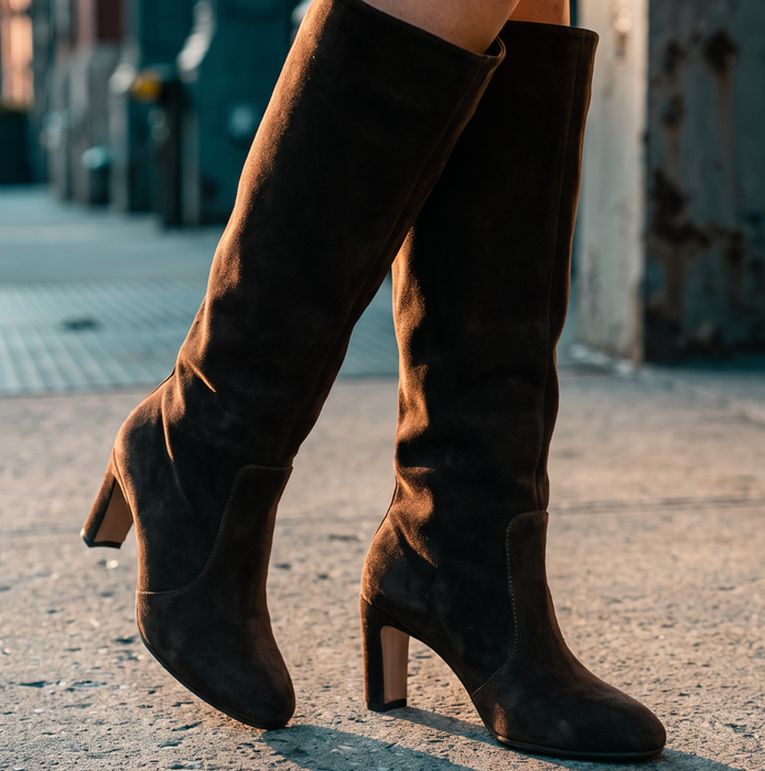 Lorena Paggi Dark Brown Suede Tall Boots
