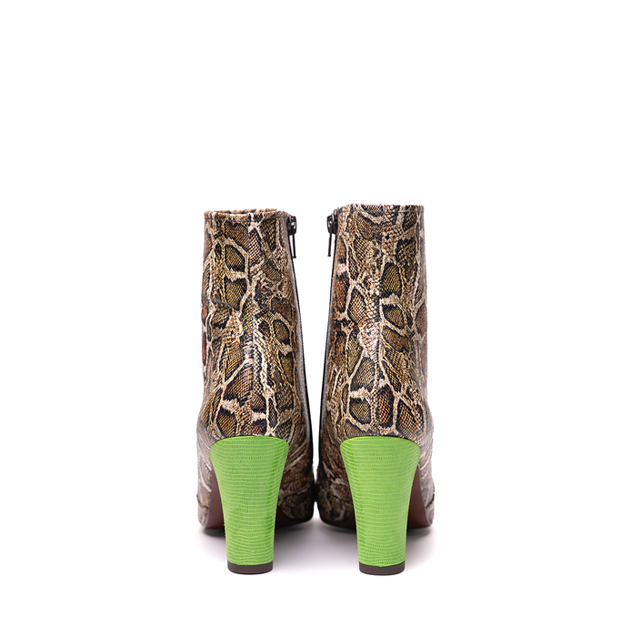 Chie Mihara Manel Snake Print Leather Ankle Boots