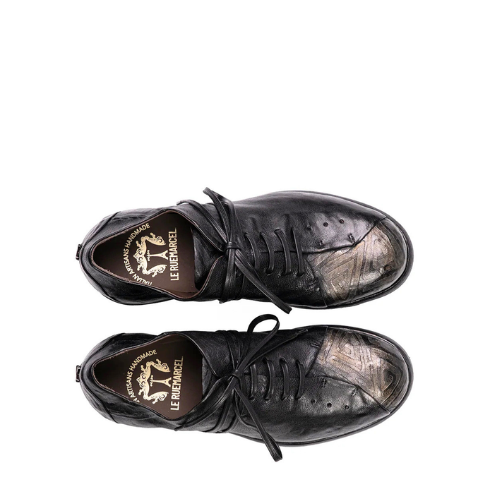 Le Ruemarcel SEKY D Black and Platinum Leather Lace-ups - DOLITA