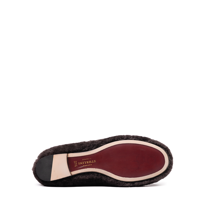 Sturlini Dark Brown Shearling Flats - DOLITA