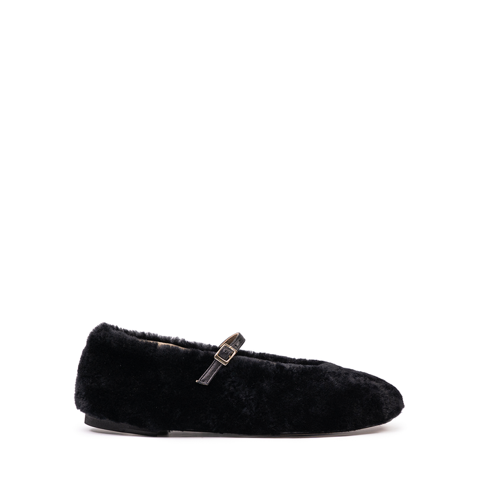 Sturlini Black Shearling Flats - DOLITA