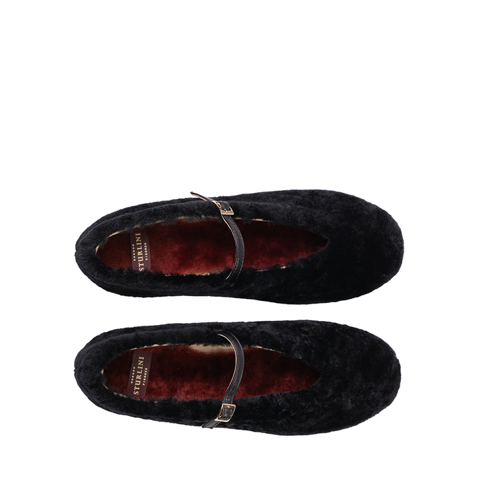 Sturlini Black Shearling Flats - DOLITA