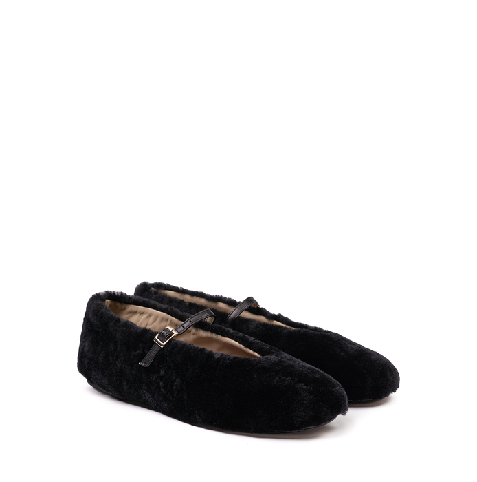 Sturlini Black Shearling Flats - DOLITA