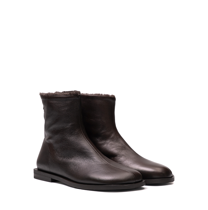 Elena Iachi Dark Brown Leather Ankle Boots