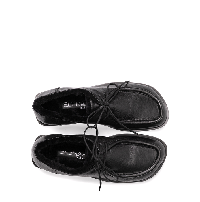 Elena Iachi Black Leather Lace-ups