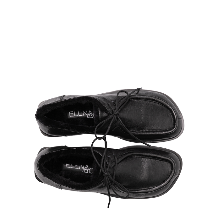 Elena Iachi Black Leather Lace-ups - DOLITA