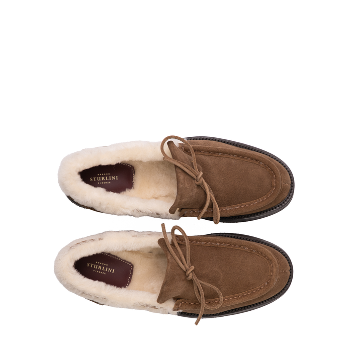 Sturlini Camel Brown Suede Loafers - DOLITA