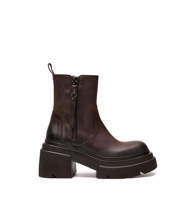 Elena Iachi Dark Brown Leather Ankle Boots