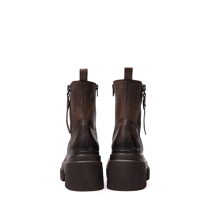Elena Iachi Dark Brown Leather Ankle Boots