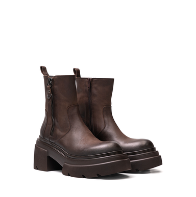 Elena Iachi Dark Brown Leather Ankle Boots