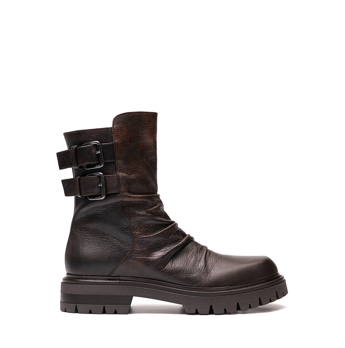 Elena Iachi Dark Brown Leather Ankle Boots
