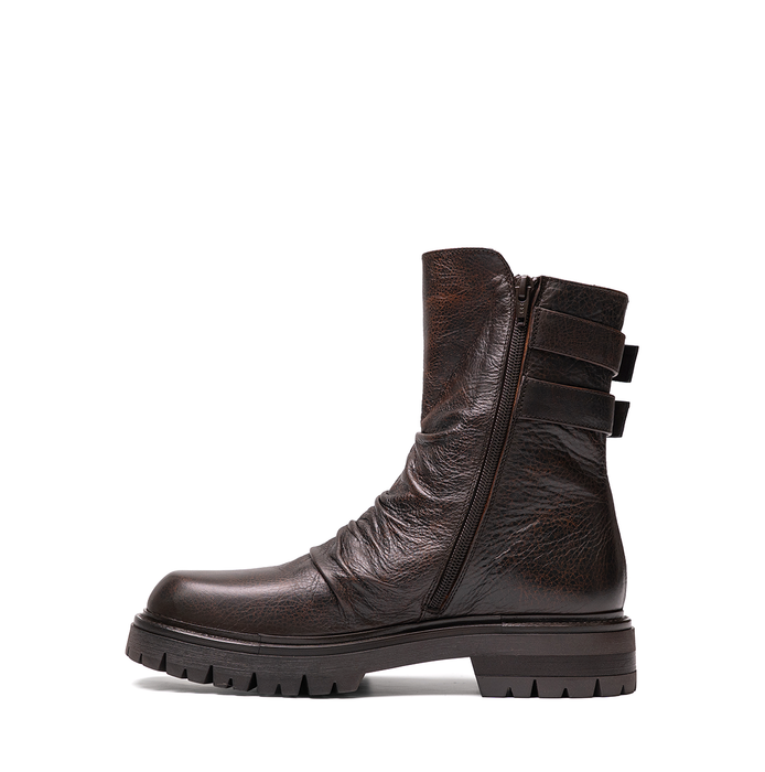 Elena Iachi Dark Brown Leather Ankle Boots