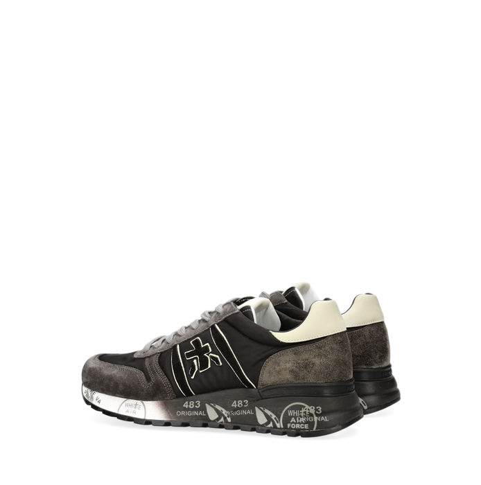 Premiata Lander Dark Grey Textile and Suede Sneakers