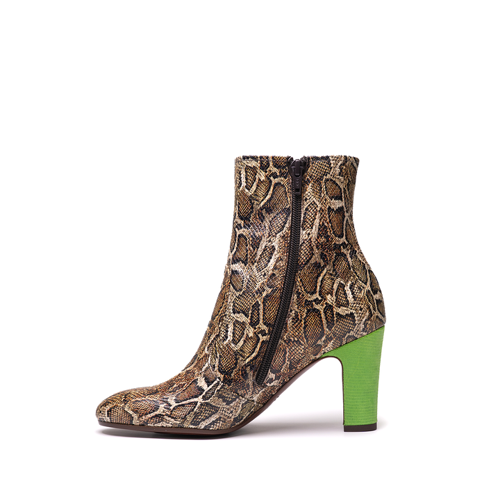 Chie Mihara Manel Snake Print Leather Ankle Boots