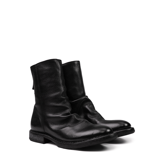 Moma Black Leather Ankle Boots