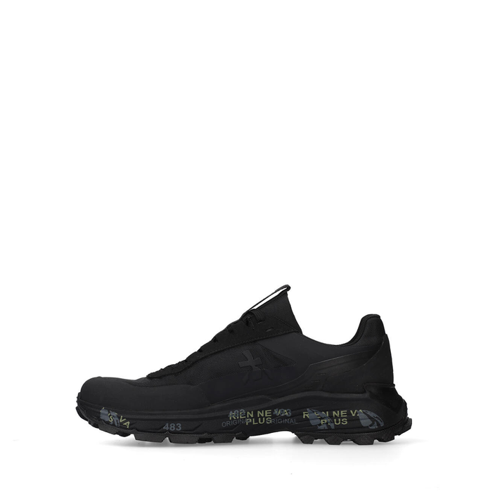 Premiata Devin Black Leather and Textile Sneakers