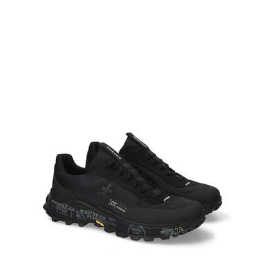 Premiata Devin Black Leather and Textile Sneakers
