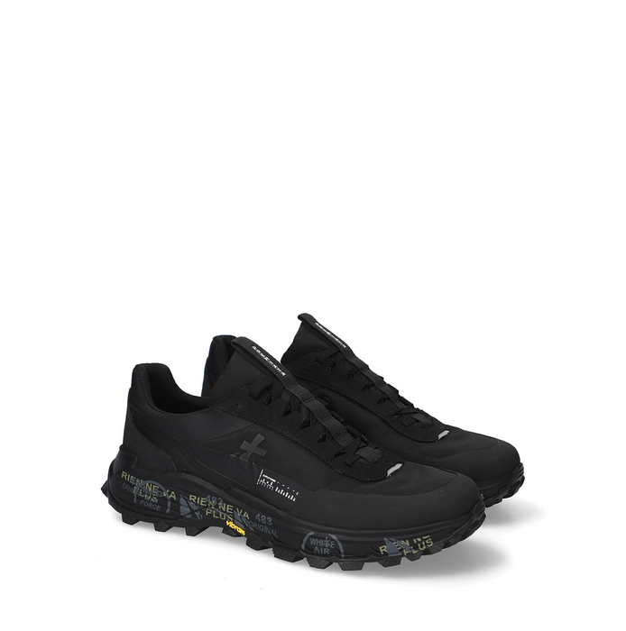 Premiata Devin Black Leather and Textile Sneakers