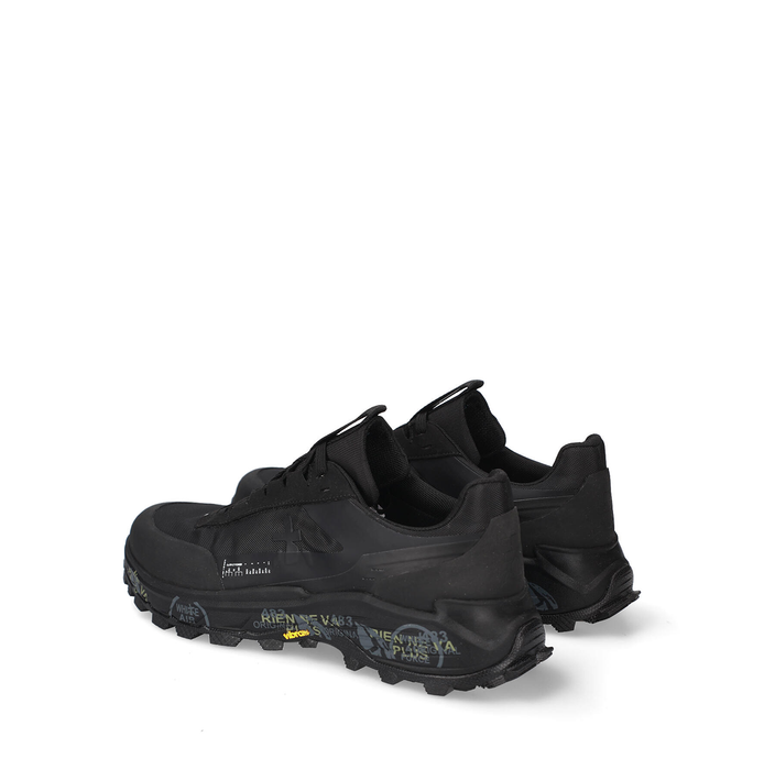 Premiata Devin Black Leather and Textile Sneakers