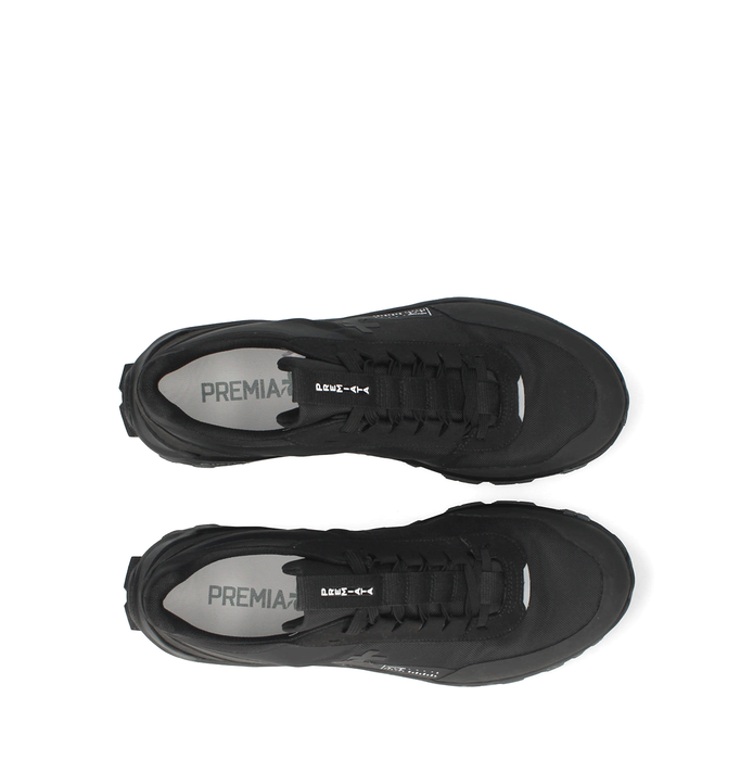 Premiata Devin Black Leather and Textile Sneakers