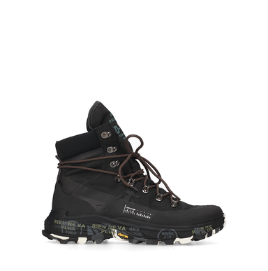 Premiata Midtreck Black Leather and Textile Sneakers