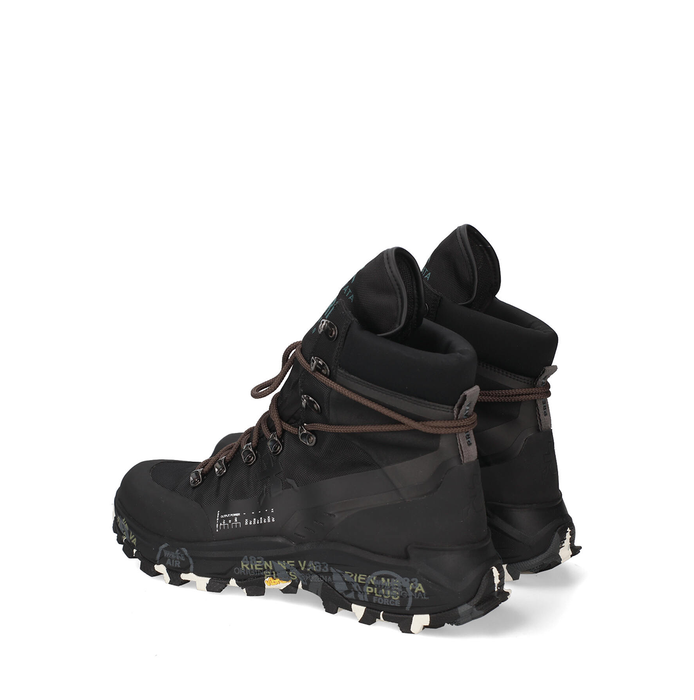 Premiata Midtreck Black Leather and Textile Sneakers