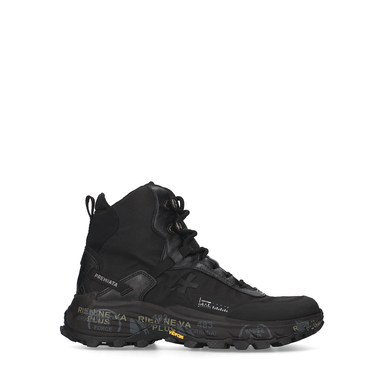 Premiata Trivor Black Leather and Textile Sneakers