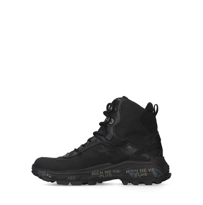 Premiata Trivor Black Leather and Textile Sneakers