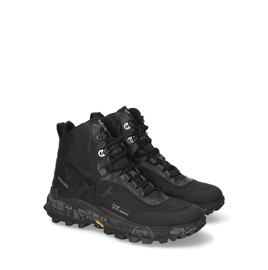 Premiata Trivor Black Leather and Textile Sneakers