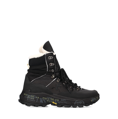 Premiata Midtreck Black Leather and Textile Sneakers