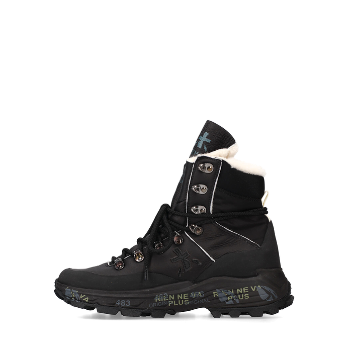 Premiata Midtreck Black Leather and Textile Sneakers