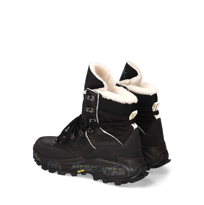 Premiata Midtreck Black Leather and Textile Sneakers