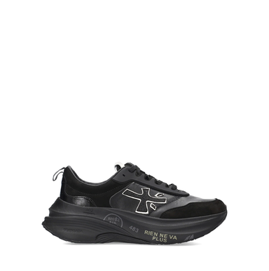 Premiata Hill Black Leather and Suede Sneakers