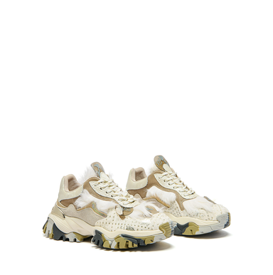 Joiaparis Laugh White Leather and Textile Sneakers