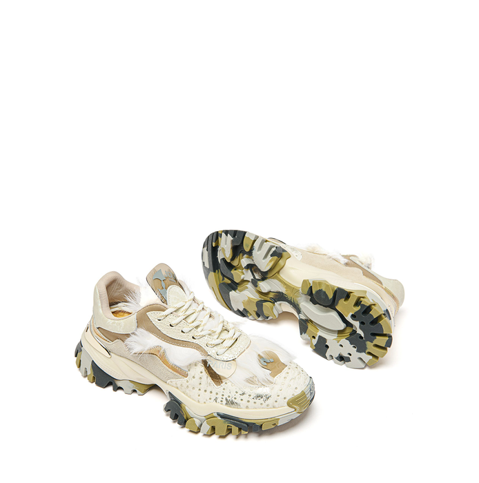 Joiaparis Laugh White Leather and Textile Sneakers