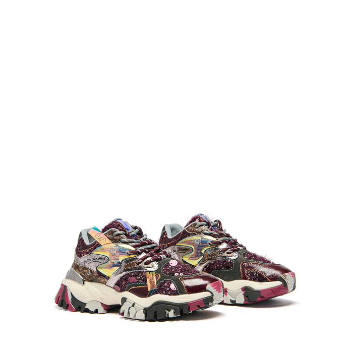 Joiaparis Clash Burgundy Leather and Textile Sneakers