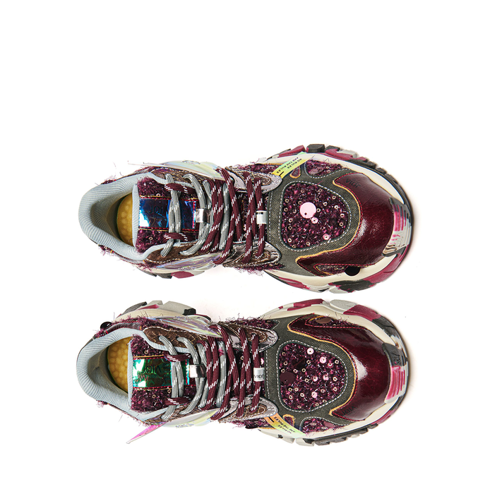 Joiaparis Clash Burgundy Leather and Textile Sneakers