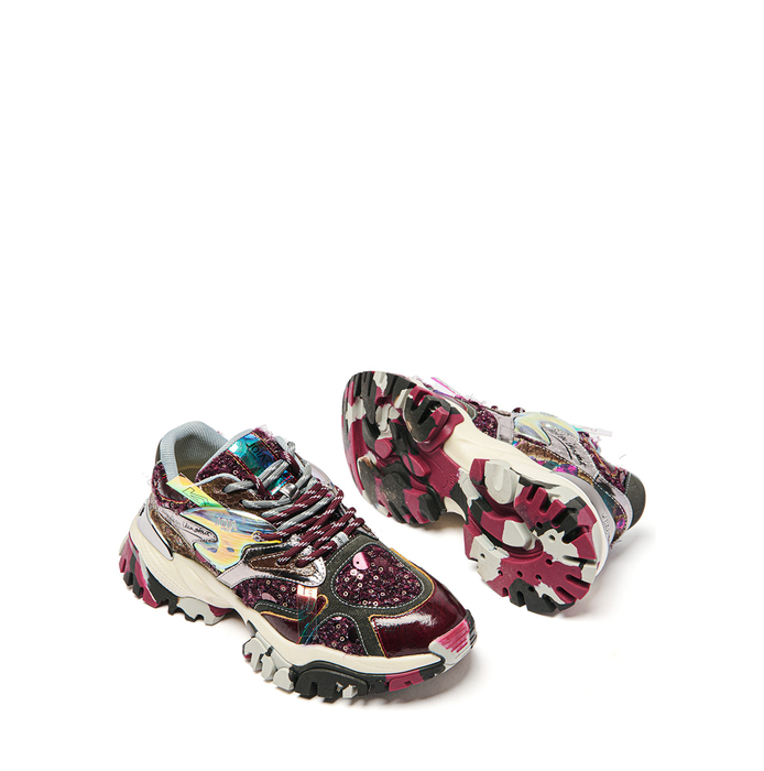 Joiaparis Clash Burgundy Leather and Textile Sneakers