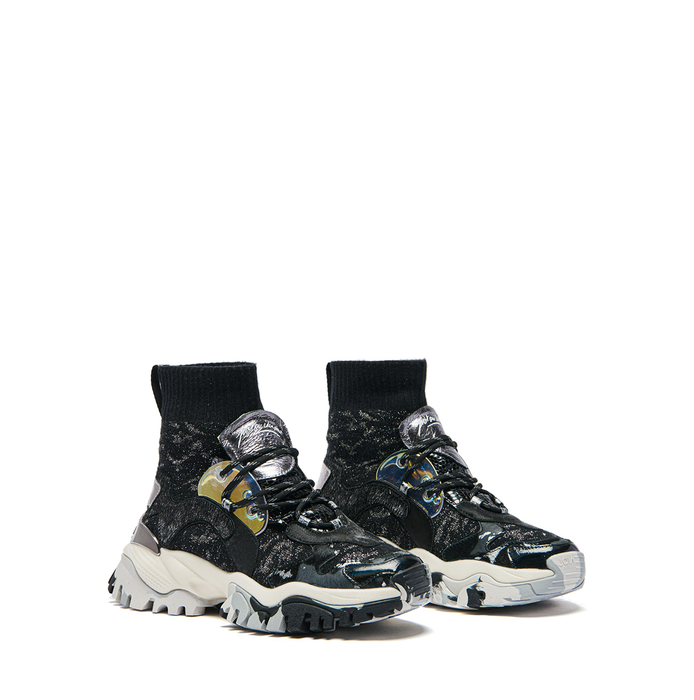 Joiaparis Lazy Black Leather and Textile Sneakers