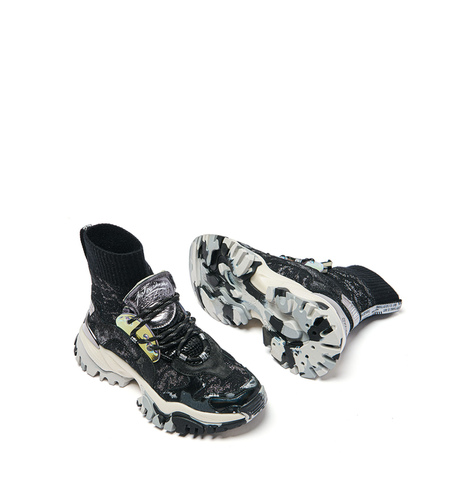 Joiaparis Lazy Black Leather and Textile Sneakers