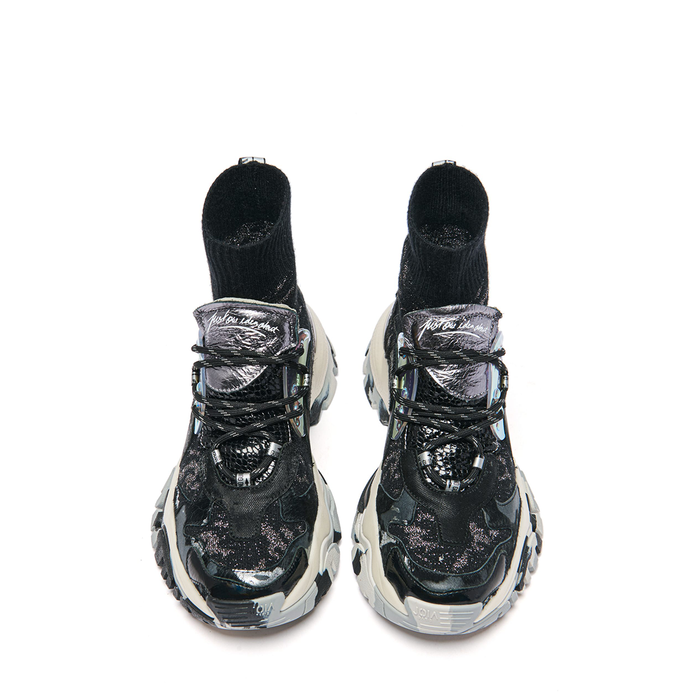 Joiaparis Lazy Black Leather and Textile Sneakers