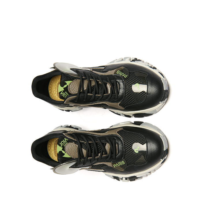 Joiaparis Claud Black Leather and Textile Sneakers