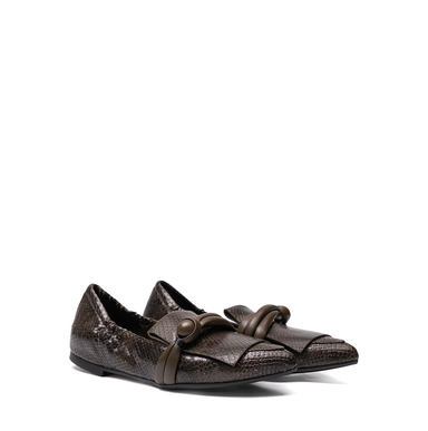 Lorena Paggi Python Print Leather Loafers