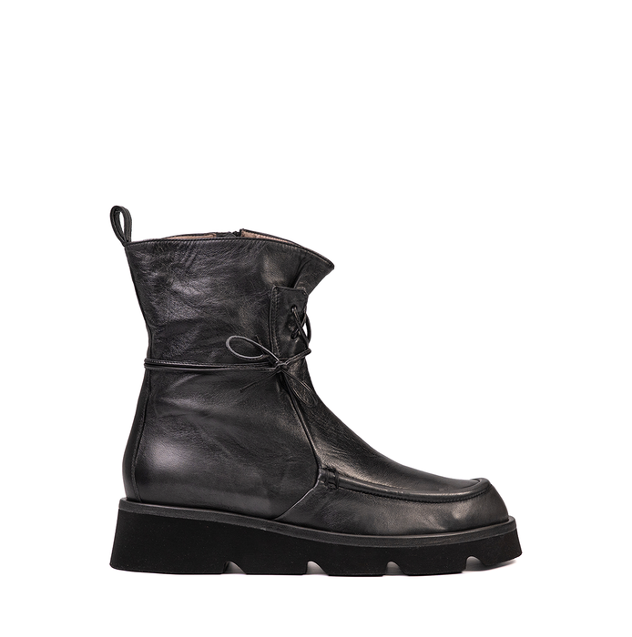 Lorena Paggi Dark Grey Leather Ankle Boots
