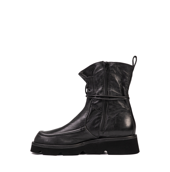 Lorena Paggi Dark Grey Leather Ankle Boots