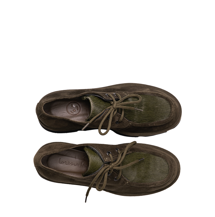 Lorena Paggi Moss Green Suede Lace-ups - DOLITA