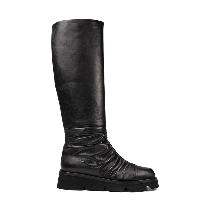 Lorena Paggi Black Leather Tall Boots