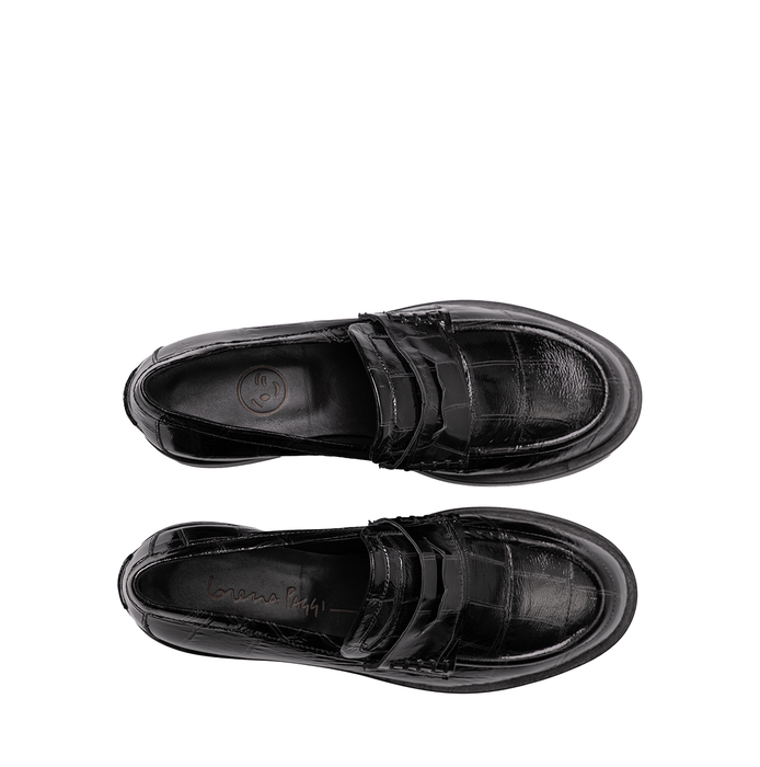 Lorena Paggi Black Leather Loafers