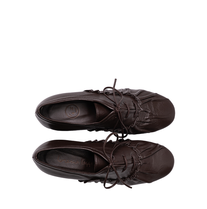 Lorena Paggi Chestnut Brown Leather Lace-ups - DOLITA